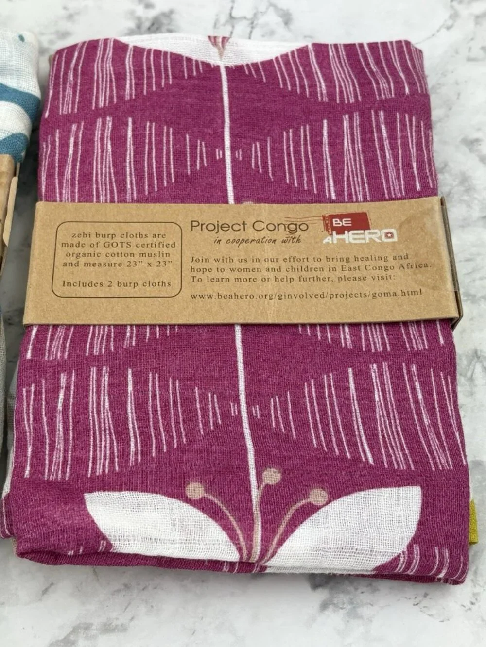 *New Zebi Organic Burp Cloths Unisex Baby 2 Packages 4 Cloths Bird Giraffe